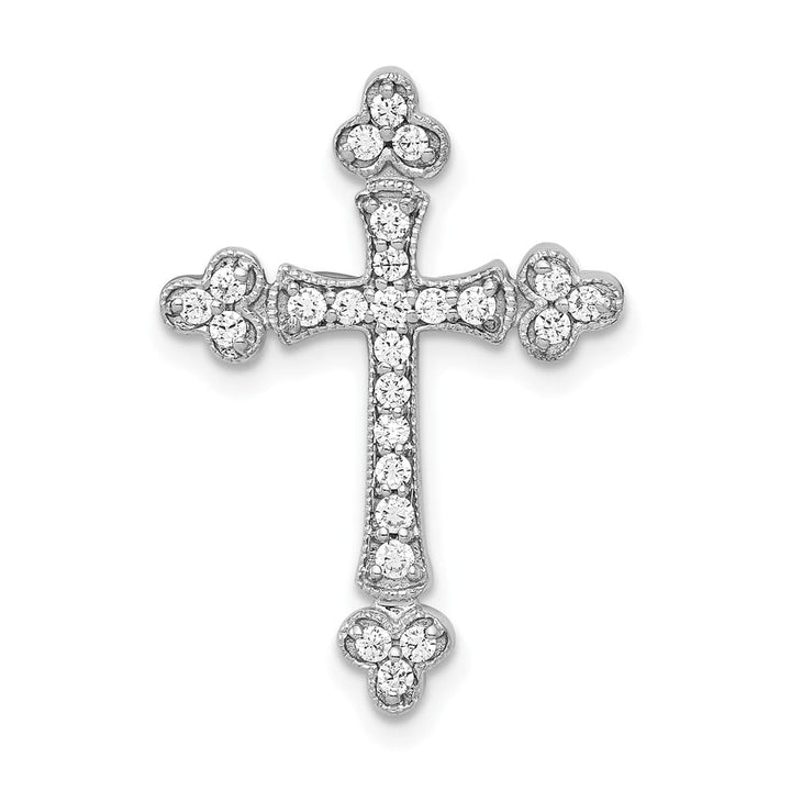 Lovely Rita's Pendants & Charms 10K White Gold 1/4 ct Diamond Budded Cross Chain Slide