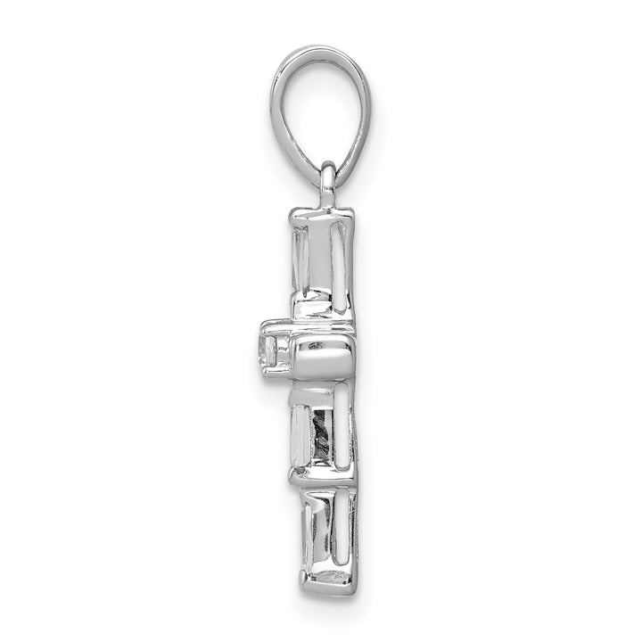 14k White Gold 1/5 CT Elegant Diamond Cross Design Pendant