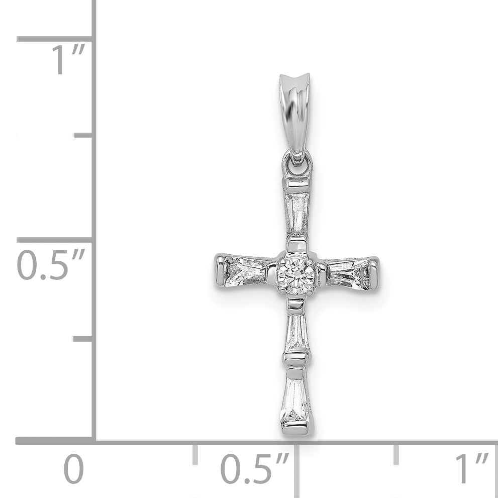 14k White Gold 1/5 CT Elegant Diamond Cross Design Pendant