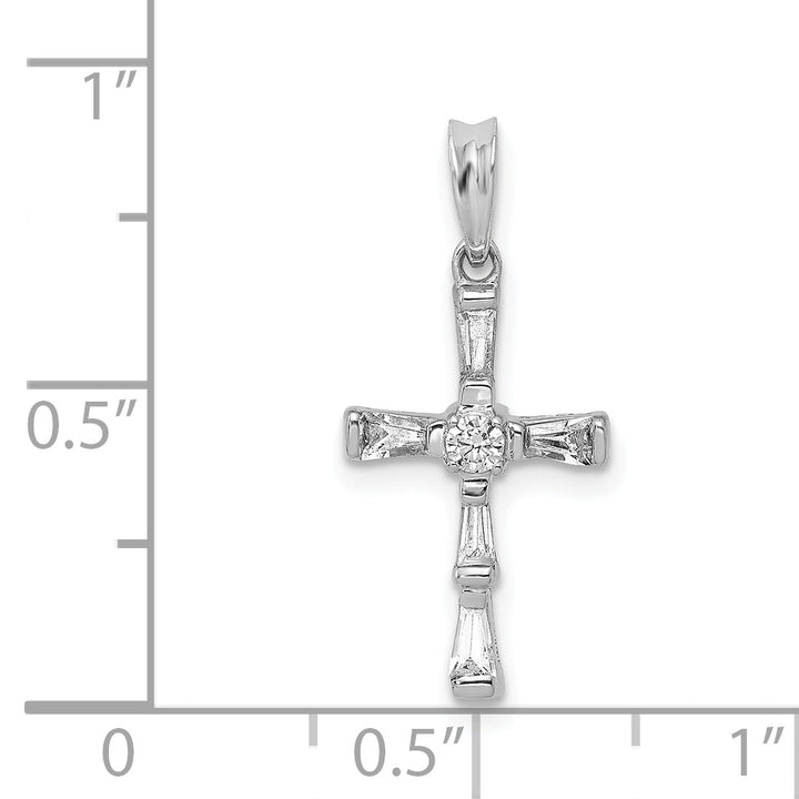 14k White Gold 1/5 CT Elegant Diamond Cross Design Pendant