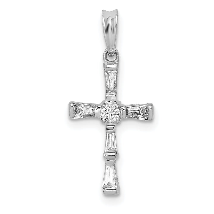 14k White Gold 1/5 CT Elegant Diamond Cross Design Pendant