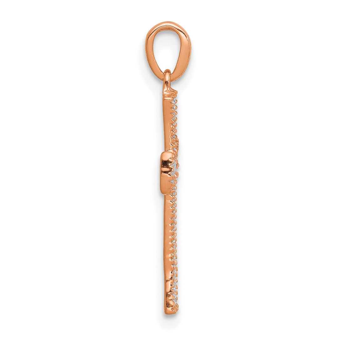 14k Rose Gold 1/10 CT Diamond Fancy Cross Pendant