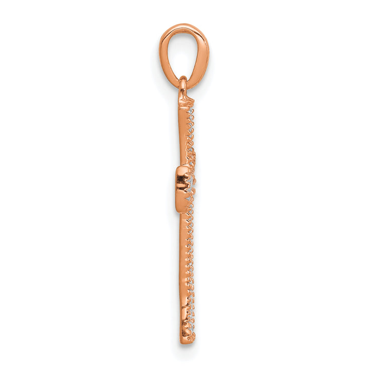 14k Rose Gold 1/10 CT Diamond Fancy Cross Pendant