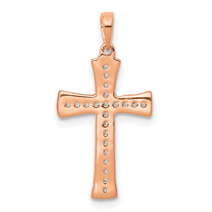 14k Rose Gold 1/10 CT Diamond Fancy Cross Pendant