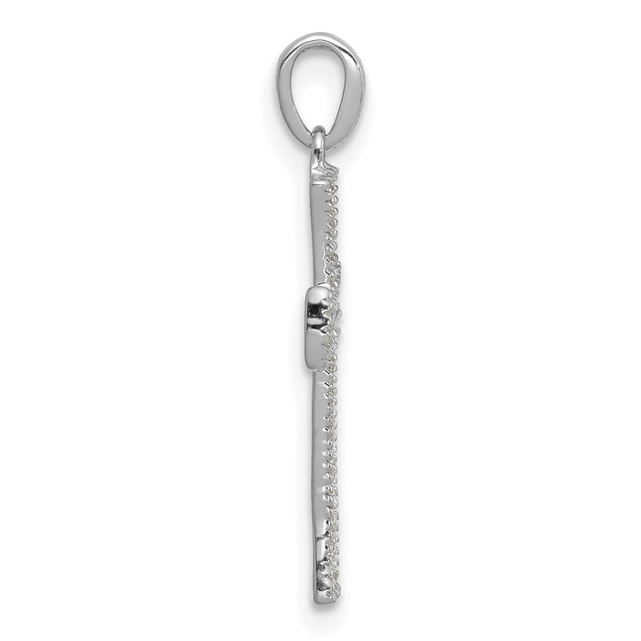 14k White Gold 1/10 CT Diamond Detail Design Cross Pendant