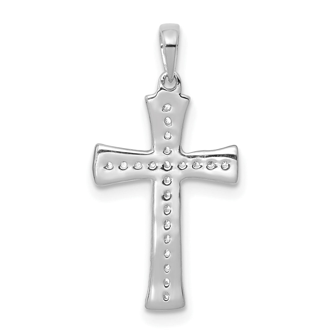 14k White Gold 1/10 CT Diamond Detail Design Cross Pendant