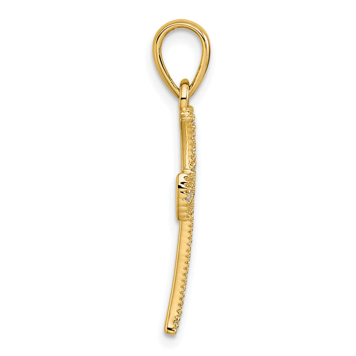 14k Yellow Gold 1/4 CT Diamond Cross Design Pendant