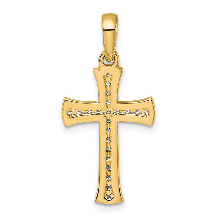 14k Yellow Gold 1/4 CT Diamond Cross Design Pendant