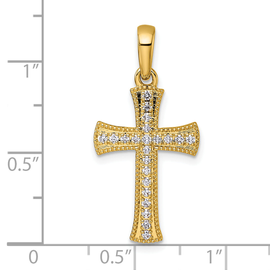 14k Yellow Gold 1/4 CT Diamond Cross Design Pendant