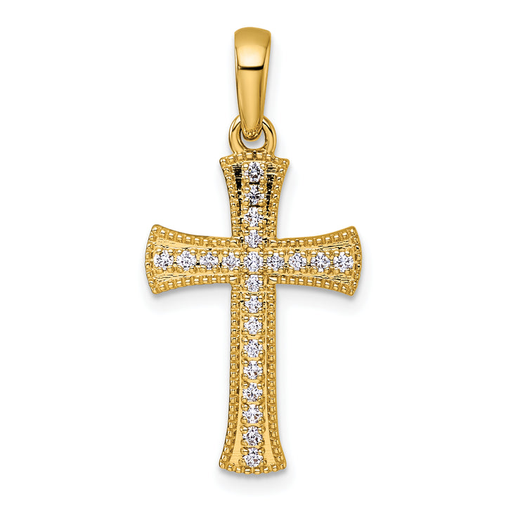 14k Yellow Gold 1/4 CT Diamond Cross Design Pendant