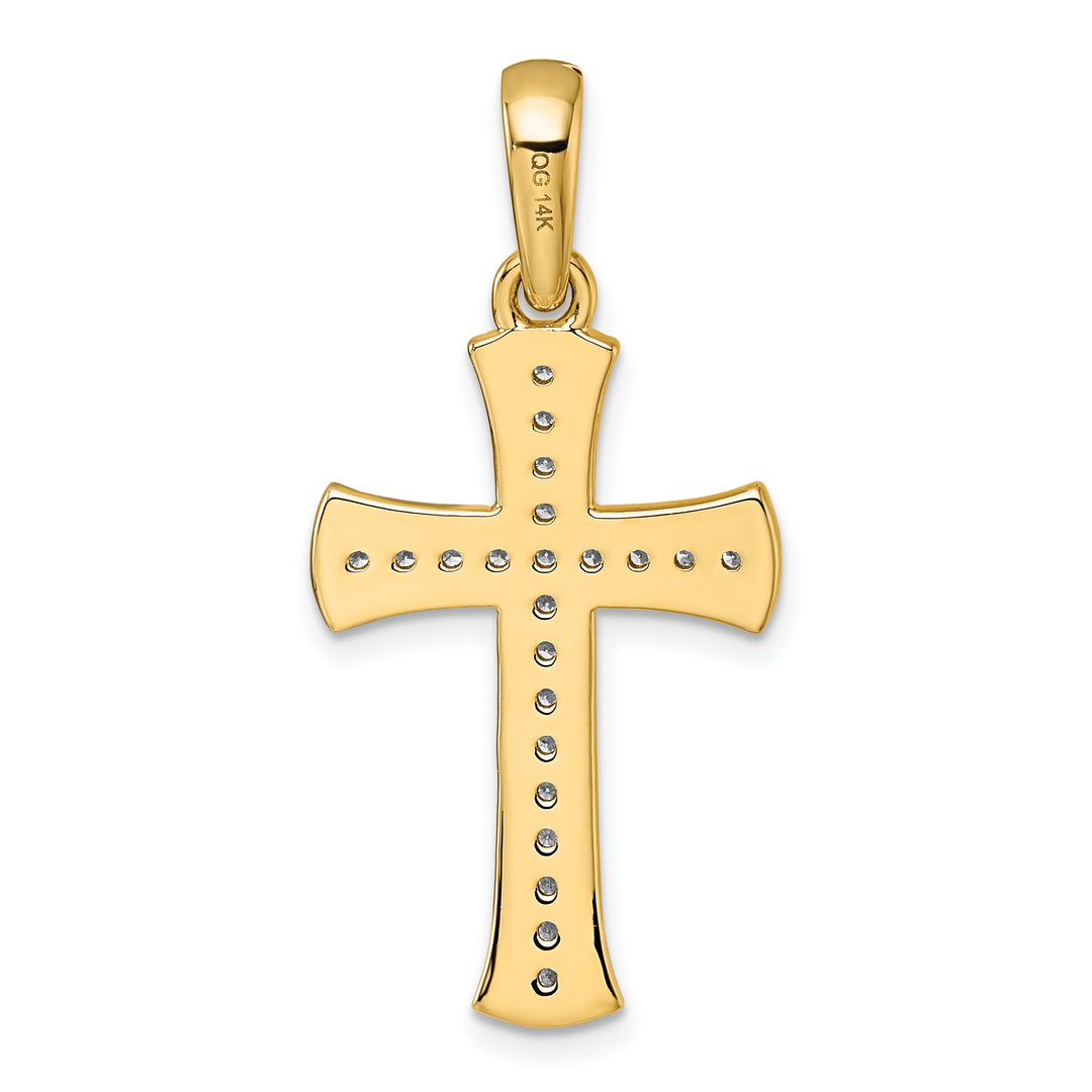 14k Yellow Gold 3/8 CT Diamond Francy Cross Pendant