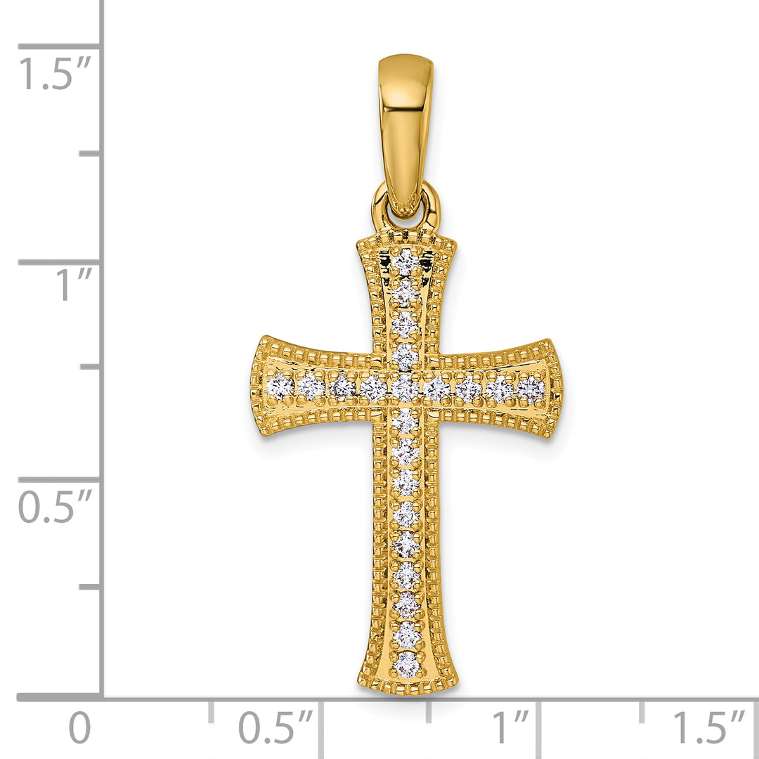14k Yellow Gold 3/8 CT Diamond Francy Cross Pendant
