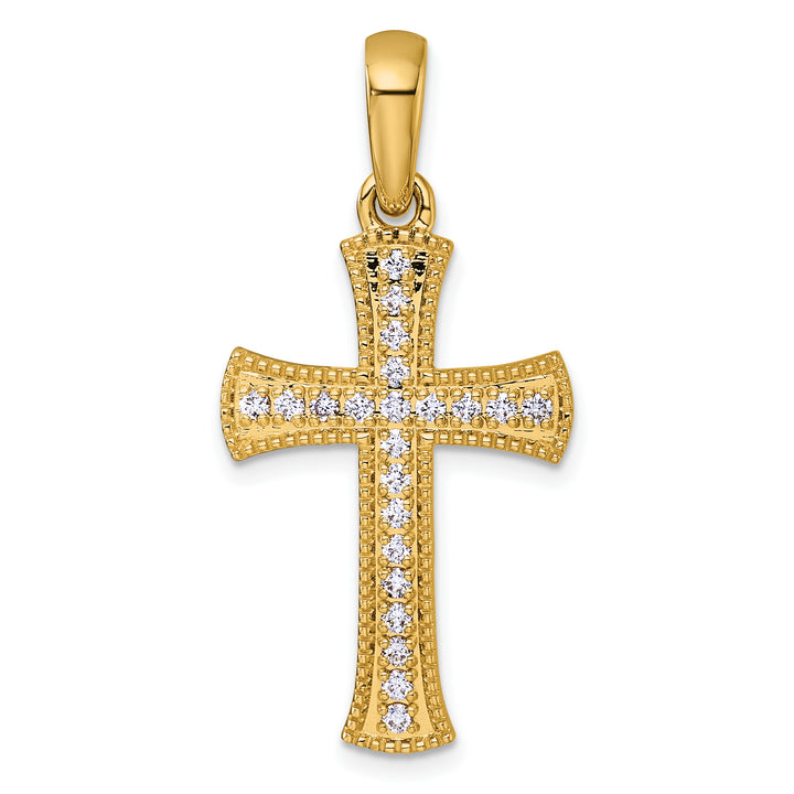 14k Yellow Gold 3/8 CT Diamond Francy Cross Pendant