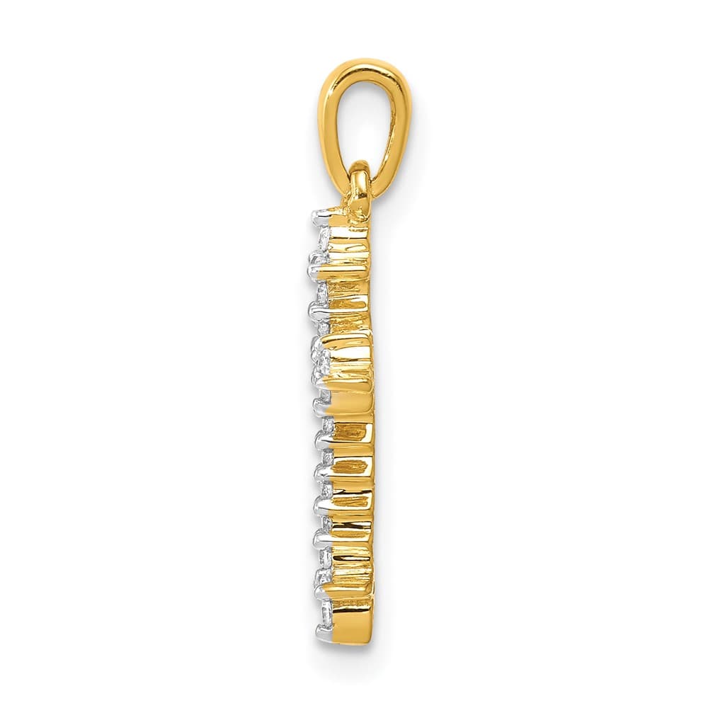 Lovely Rita's Pendants & Charms 10K Yellow Gold Small 1/10 ct Diamond Fleur de Lis Cross Pendant