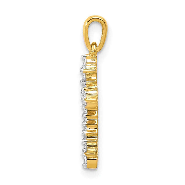 Lovely Rita's Pendants & Charms 10K Yellow Gold Small 1/10 ct Diamond Fleur de Lis Cross Pendant