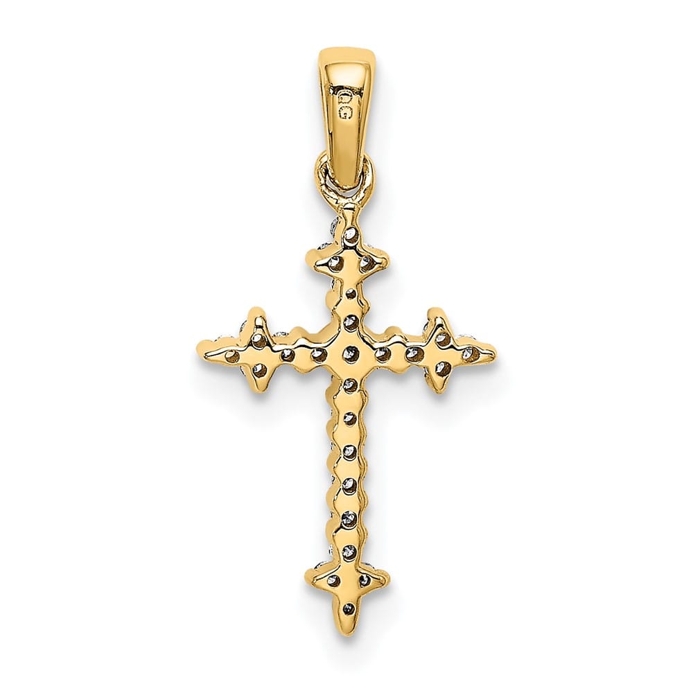 Lovely Rita's Pendants & Charms 10K Yellow Gold Small 1/10 ct Diamond Fleur de Lis Cross Pendant