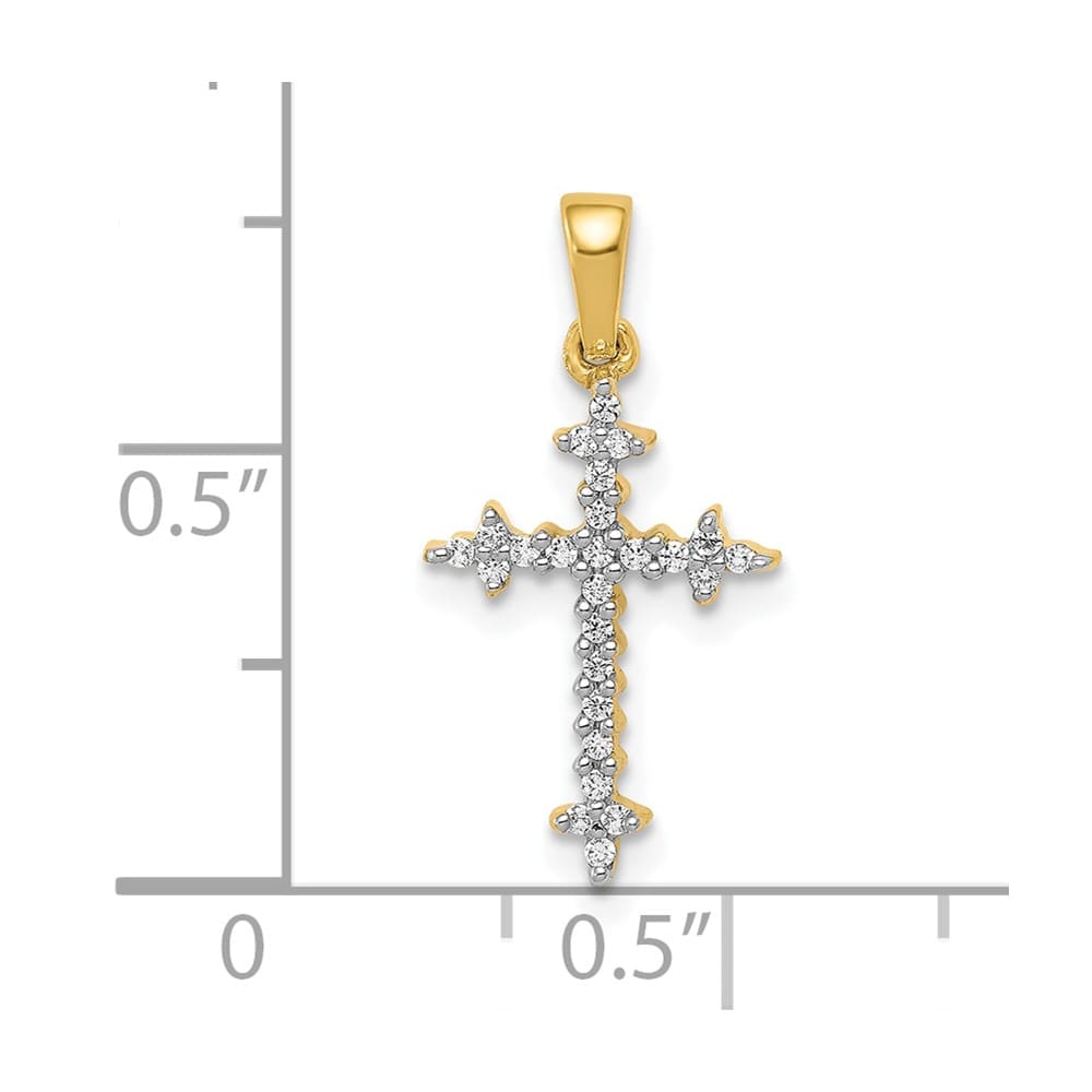 Lovely Rita's Pendants & Charms 10K Yellow Gold Small 1/10 ct Diamond Fleur de Lis Cross Pendant
