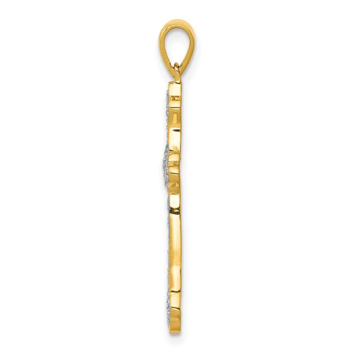 Lovely Rita's Pendants & Charms 10K Yellow Gold 1/10 ct Diamond Budded Cross Pendant