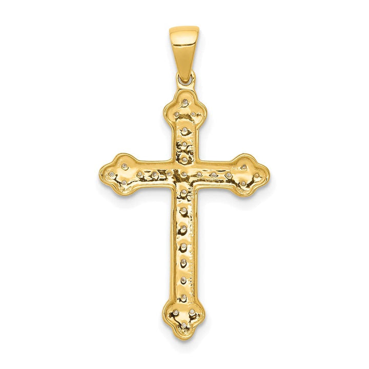 Lovely Rita's Pendants & Charms 10K Yellow Gold 1/10 ct Diamond Budded Cross Pendant
