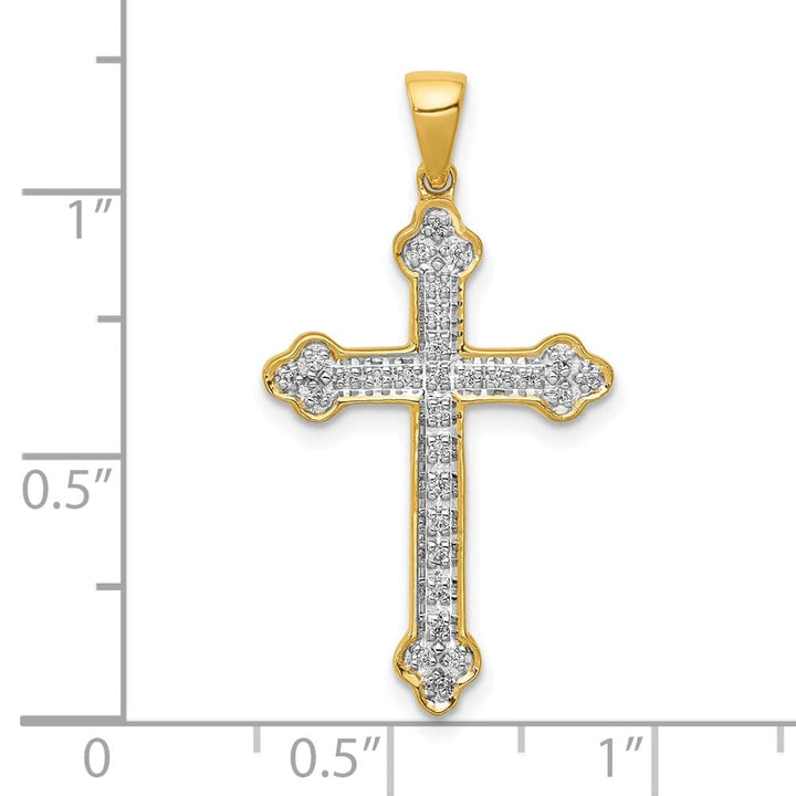 Lovely Rita's Pendants & Charms 10K Yellow Gold 1/10 ct Diamond Budded Cross Pendant