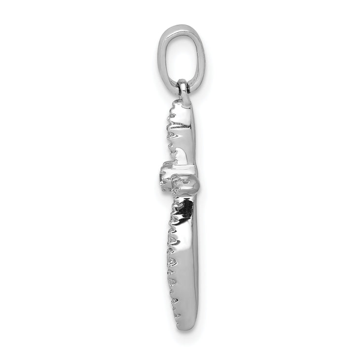 14k White Gold 1/6 CT Diamond Trendy Cross Design Pendant