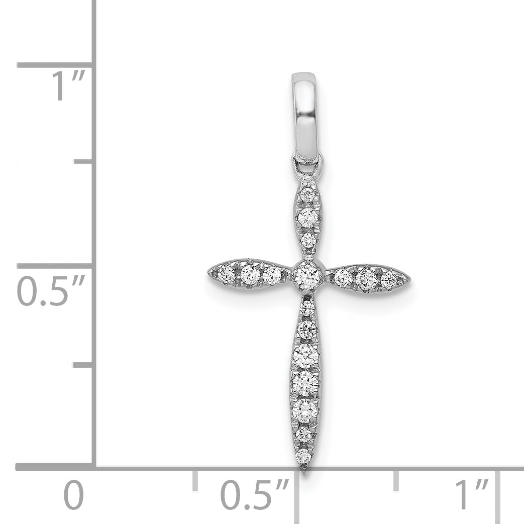 14k White Gold 1/6 CT Diamond Trendy Cross Design Pendant