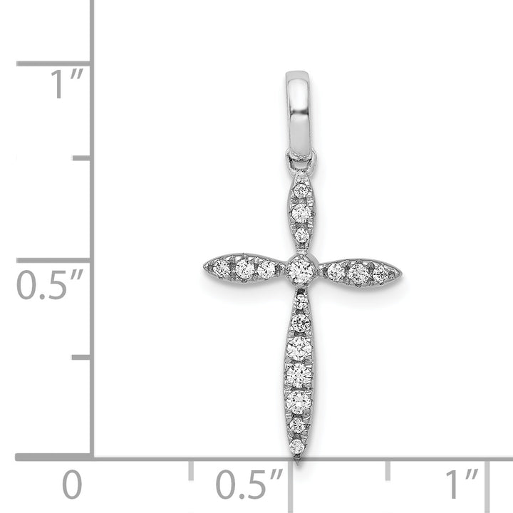 14k White Gold 1/6 CT Diamond Trendy Cross Design Pendant