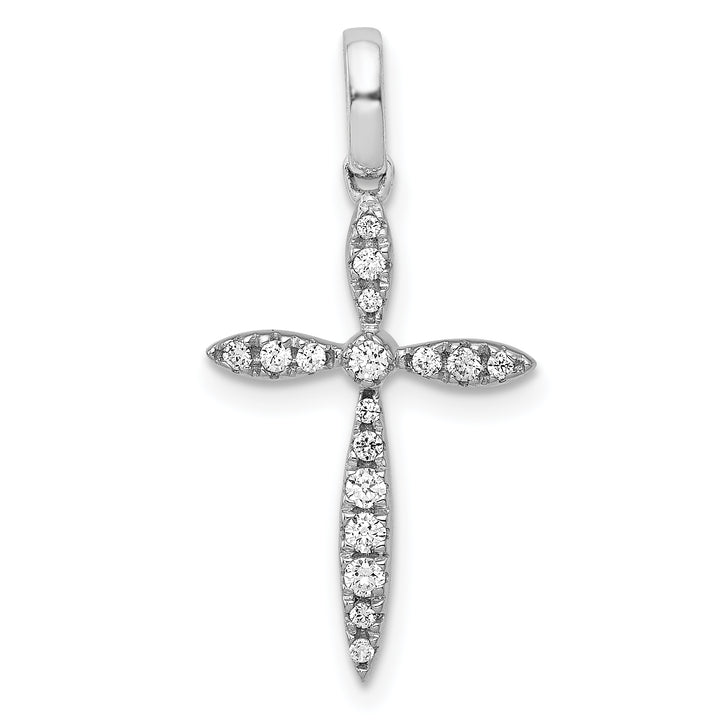 14k White Gold 1/6 CT Diamond Trendy Cross Design Pendant
