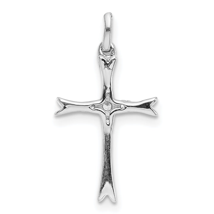 14k White Gold 1/15 CT Diamond Sleek Cross Design Pendant
