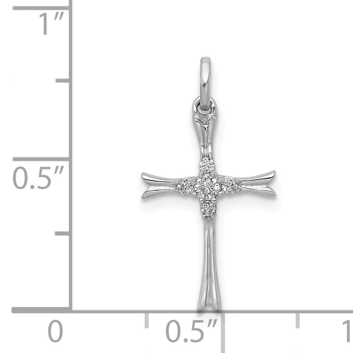 14k White Gold 1/15 CT Diamond Sleek Cross Design Pendant
