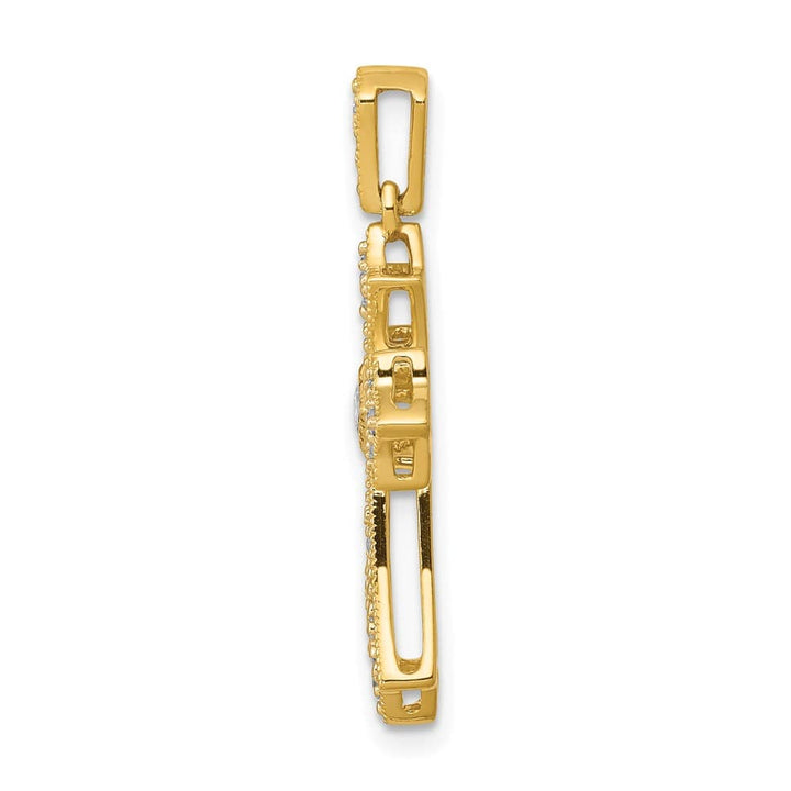 Lovely Rita's Pendants & Charms 10K Yellow Gold 1/6 ct Diamond Fleur de Lis Cross Pendant