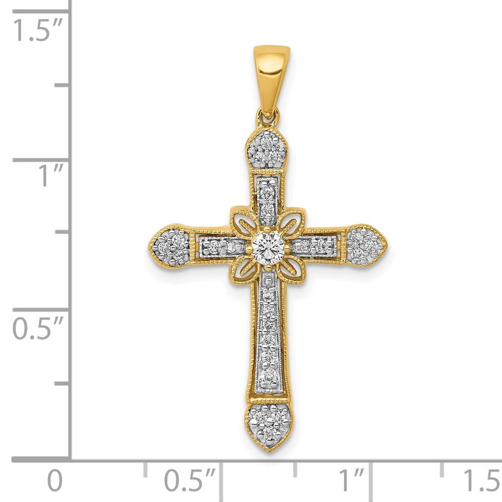 Lovely Rita's Pendants & Charms 10K Yellow Gold 1/3 ct Diamond Filigree Cross Pendant