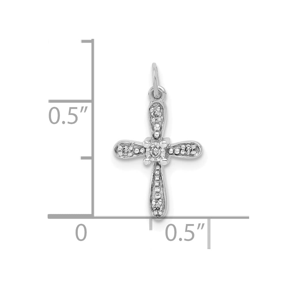 Lovely Rita's Pendants & Charms 10K White Gold .03 ct Diamond Small Cross Charm