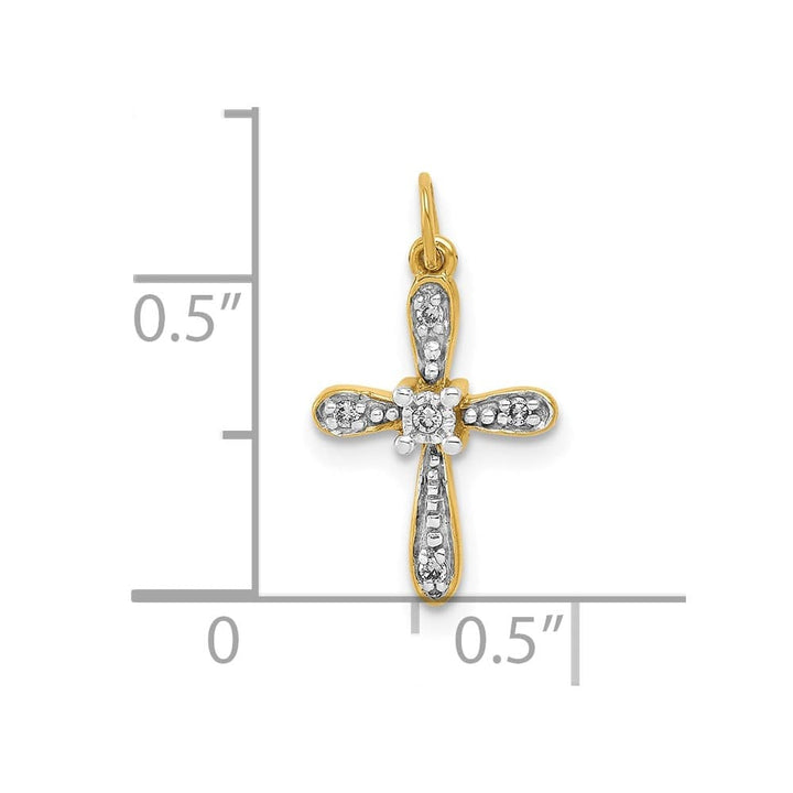 Lovely Rita's Pendants & Charms 10K Yellow Gold .03 ct Diamond Small Cross Charm