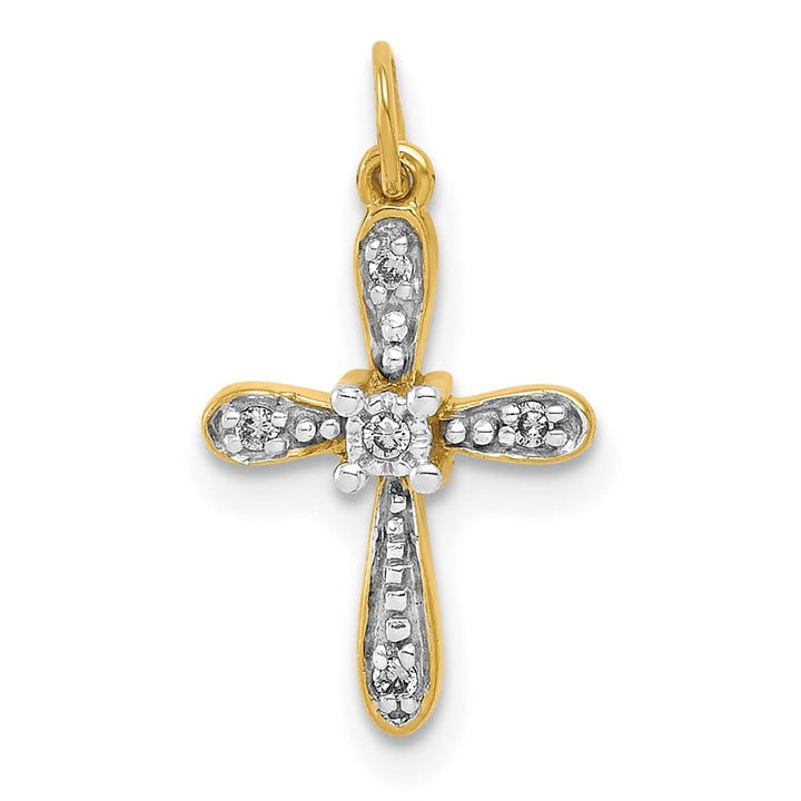 Lovely Rita's Pendants & Charms 10K Yellow Gold .03 ct Diamond Small Cross Charm