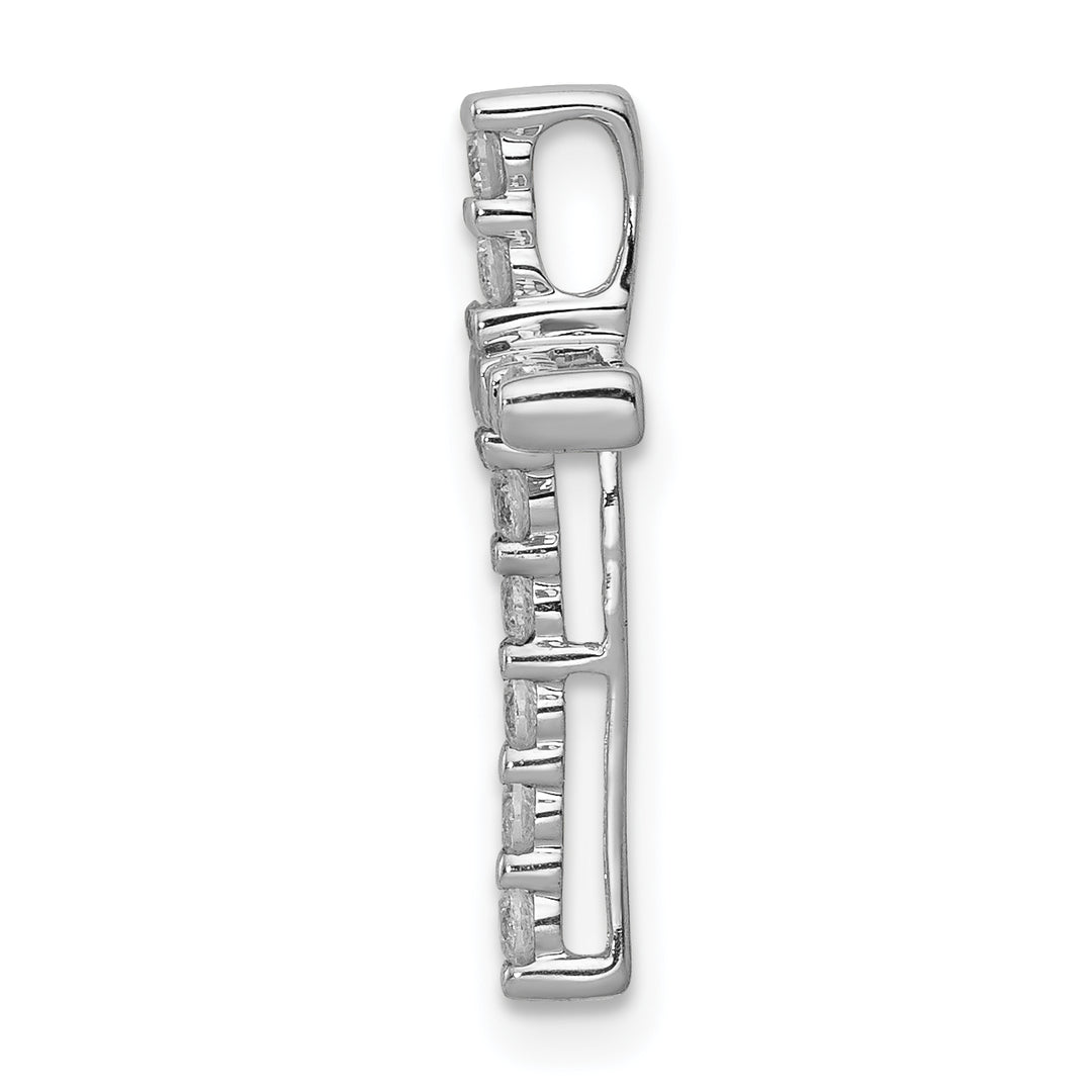 14k White Gold 1/4 CT Diamond Modern Design Cross Chain Slide