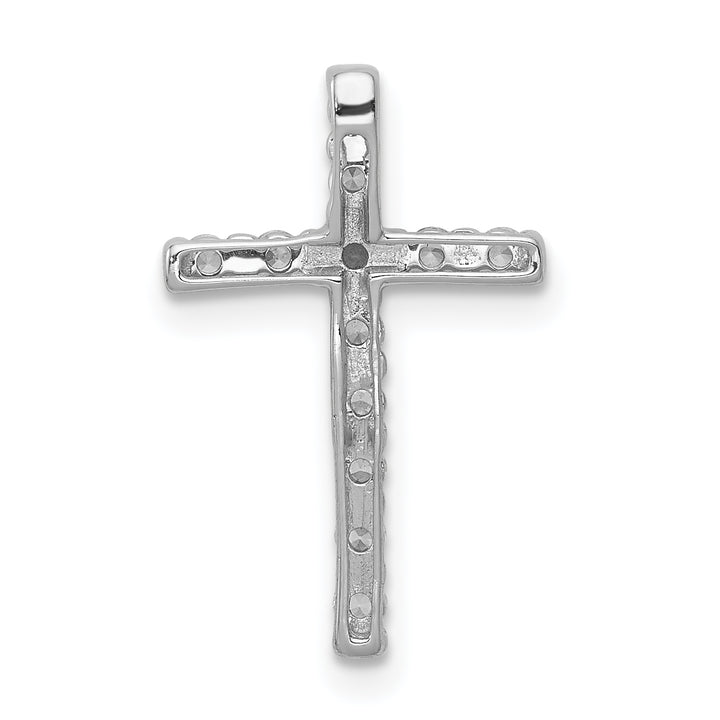 14k White Gold 1/4 CT Diamond Modern Design Cross Chain Slide