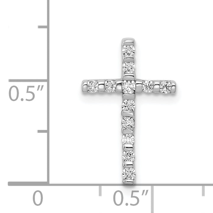 14k White Gold 1/4 CT Diamond Modern Design Cross Chain Slide