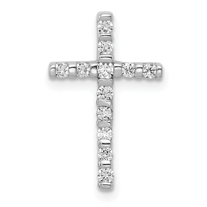 14k White Gold 1/4 CT Diamond Modern Design Cross Chain Slide