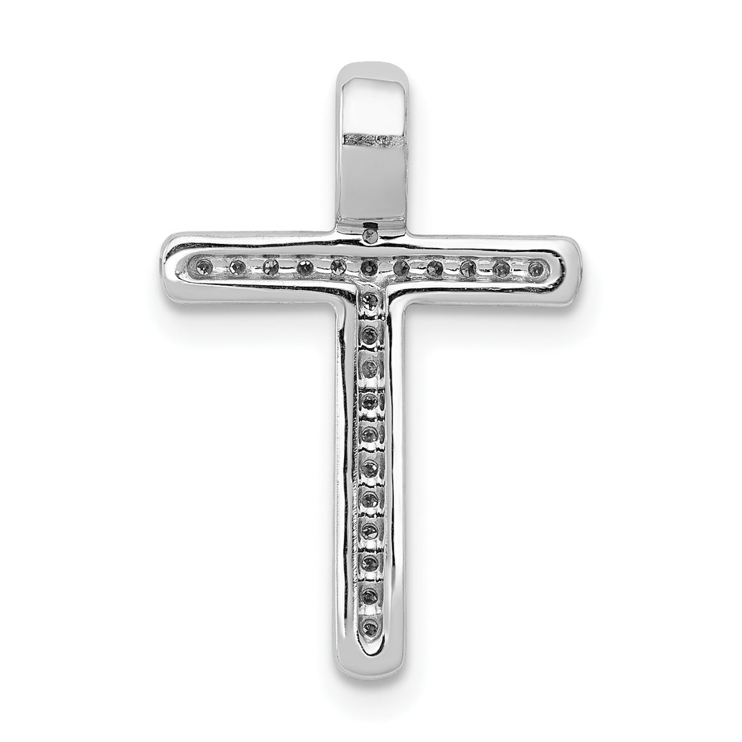 14k White Gold 1/10 CT Diamond Ornate Design Cross Chain Slide