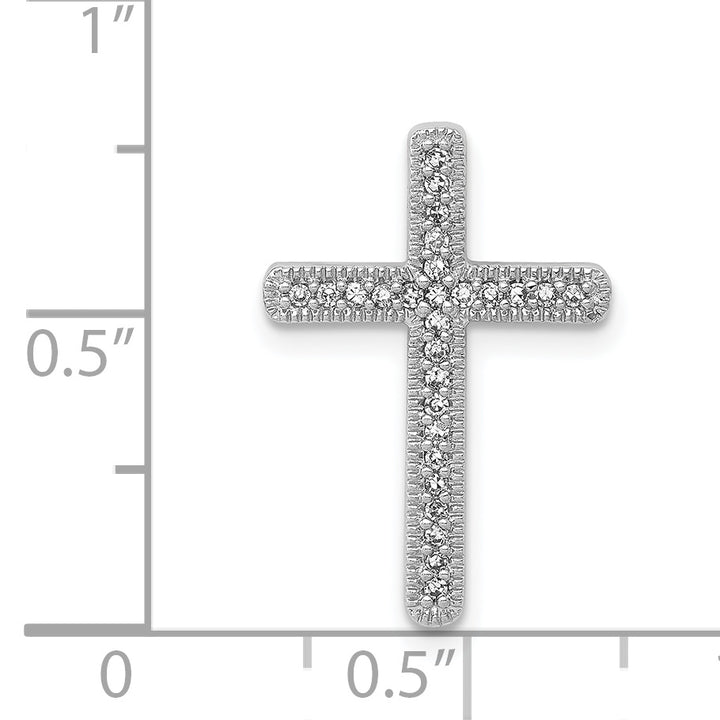 14k White Gold 1/10 CT Diamond Ornate Design Cross Chain Slide