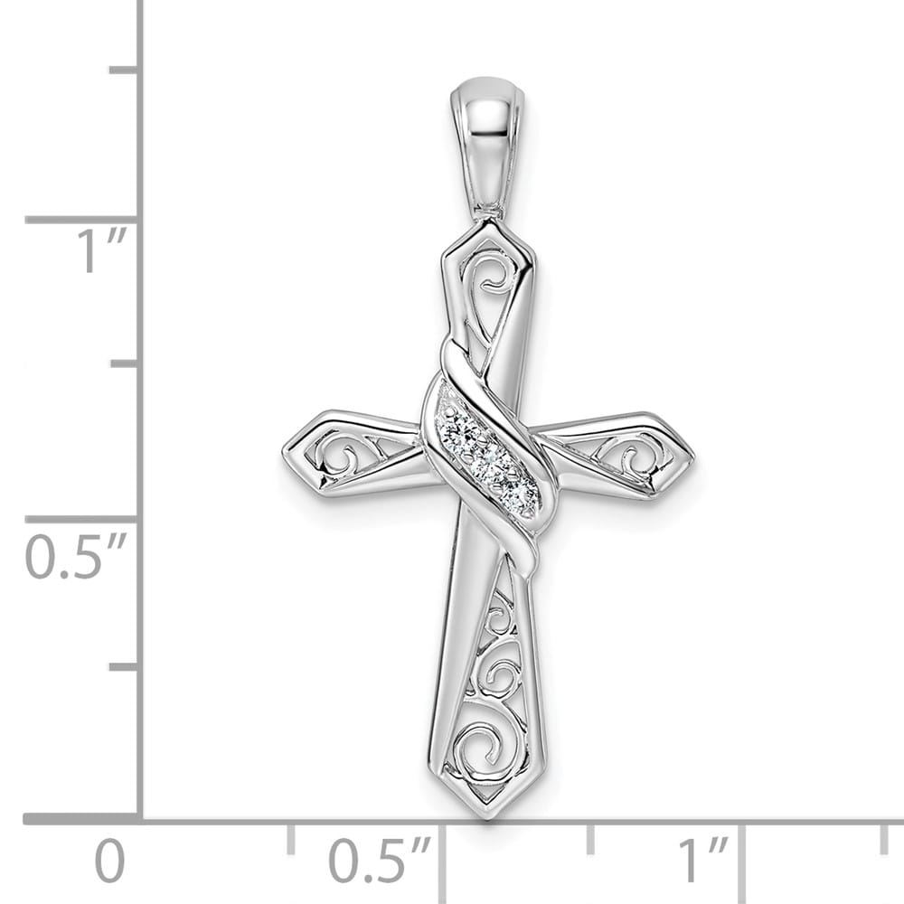 Lovely Rita's Pendants & Charms 10K White Gold 1/20 ct Diamond Cross Pendant