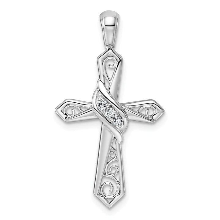Lovely Rita's Pendants & Charms 10K White Gold 1/20 ct Diamond Cross Pendant