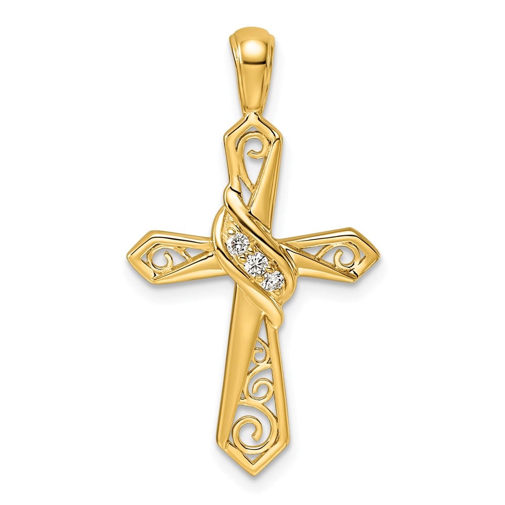 Lovely Rita's Pendants & Charms 10K Yellow Gold 1/20 ct Diamond Cross Pendant
