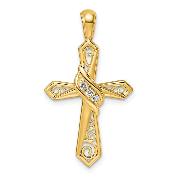 Lovely Rita's Pendants & Charms 10K Yellow Gold 1/20 ct Diamond Cross Pendant
