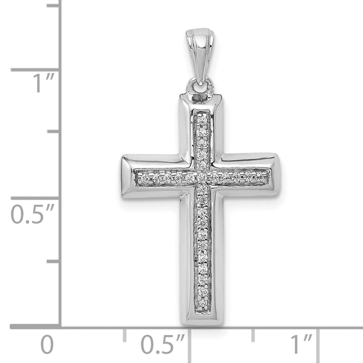 Lovely Rita's Pendants & Charms 10K White Gold Large 1/10 ct Diamond Latin Cross Pendant