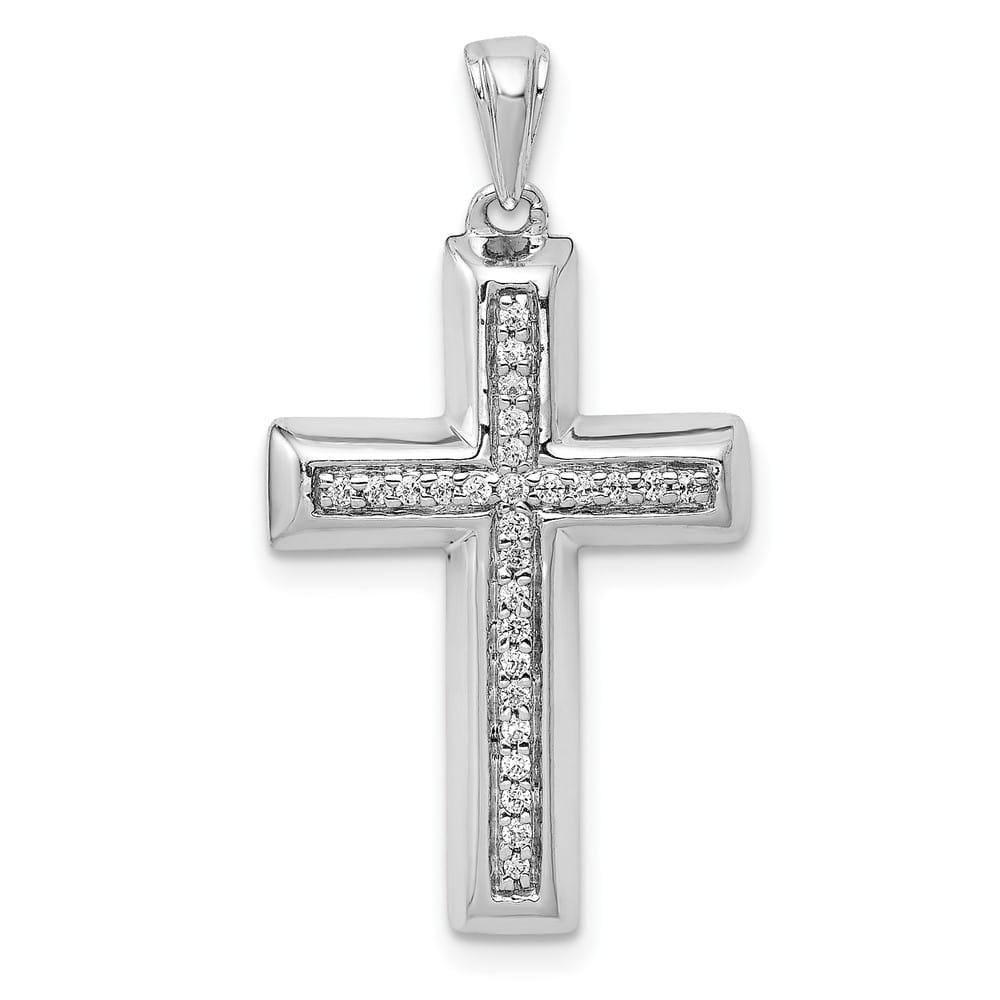 Lovely Rita's Pendants & Charms 10K White Gold Large 1/10 ct Diamond Latin Cross Pendant