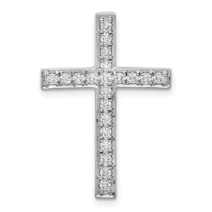 Lovely Rita's Pendants & Charms 10K White Gold 3/8 ct Diamond Large Latin Cross Chain Slide