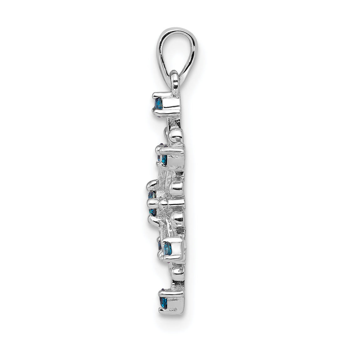 14k White Gold 1/4 carat Blue, White Diamond Snowflake Pendant