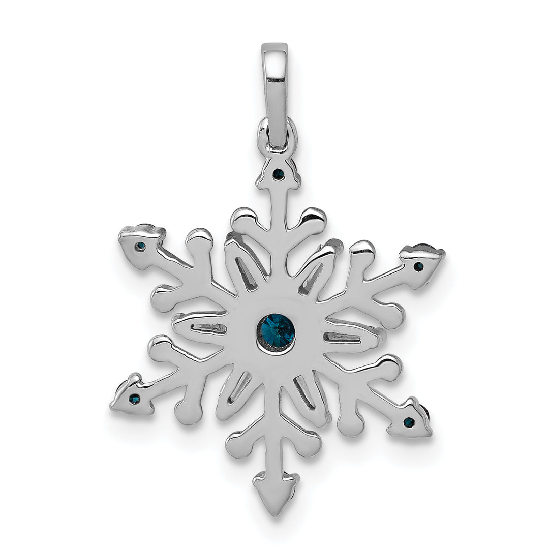 14k White Gold 1/4 carat Blue, White Diamond Snowflake Pendant